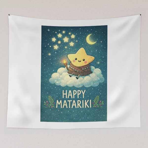 Item preview, Happy Matariki Night Sky Celebration with Stars and Moon designed and sold by Aryabek.