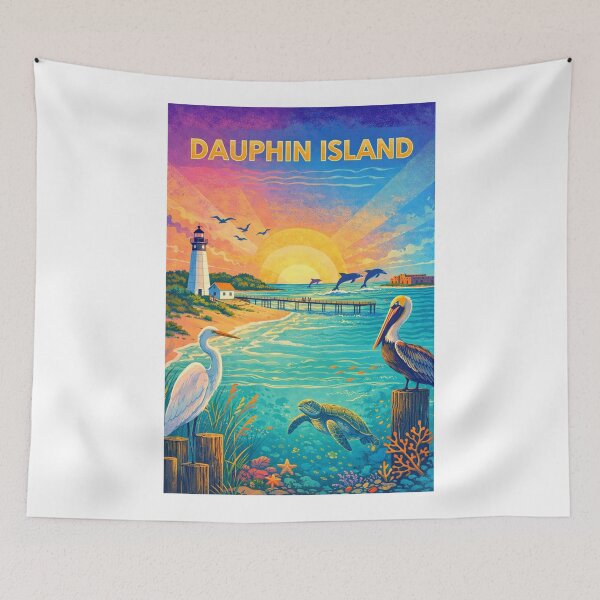 Item preview, Dauphin Island Alabama Lighthouse and Gulf Coast Marine Wildlife designed and sold by Aryabek.