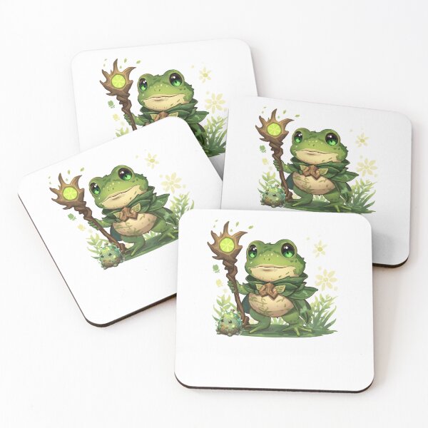 Item preview, Tibbi Mosswhisper – The Budding Marsh Apprentice | Enchanted Swamp Frog Mage Fantasy Art designed and sold by Monzora.