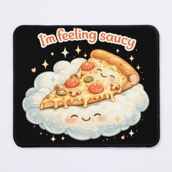 Item preview, Im Feeling Saucy Cute Pizza Cartoon | Funny Food Pun Kawaii Design designed and sold by scanusha1979.