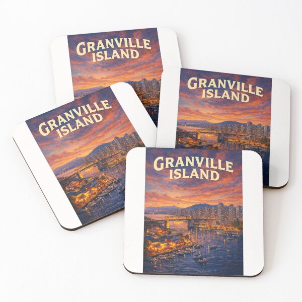 Item preview, Granville Island Vancouver Night Skyline and False Creek Harbor designed and sold by Places On Earth.