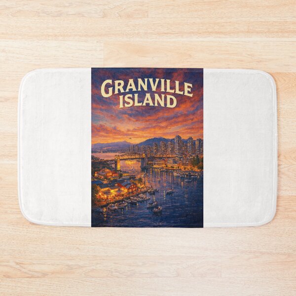 Item preview, Granville Island Vancouver Night Skyline and False Creek Harbor designed and sold by Places On Earth.