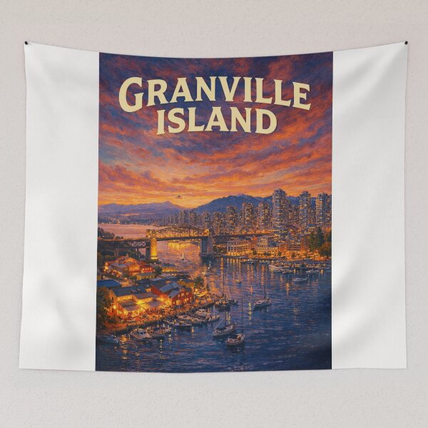 Item preview, Granville Island Vancouver Night Skyline and False Creek Harbor designed and sold by Places On Earth.