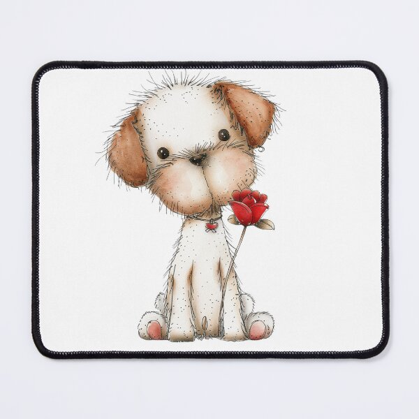 Item preview, Cute Puppy with Rose – Gentle Love Illustration designed and sold by Erika Kaisersot.