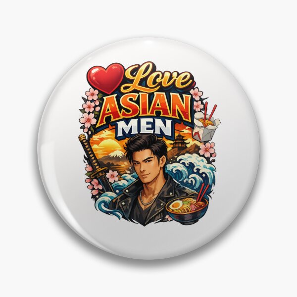 Item preview, I Love Asian Men Appreciation Quote with Cultural Symbols designed and sold by Places On Earth.