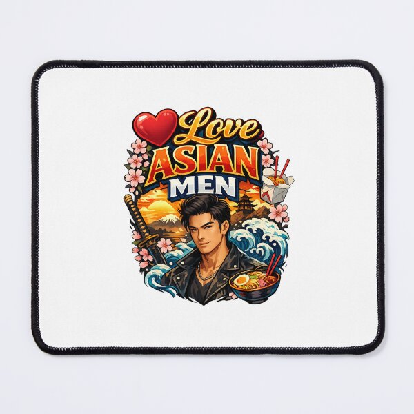 Item preview, I Love Asian Men Appreciation Quote with Cultural Symbols designed and sold by Places On Earth.