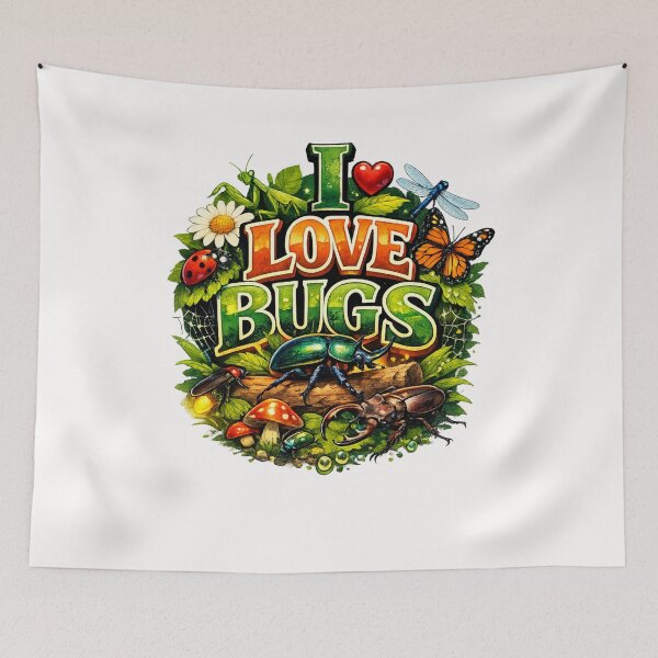 Item preview, I Love Bugs Entomology Quote with Forest Insects designed and sold by Places On Earth.