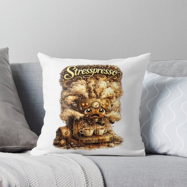 Item preview, Stresspresso — Funny Coffee Pun Art | Aggressive Espresso Machine Illustration | Coffee Humor Print designed and sold by StrayaDesign.