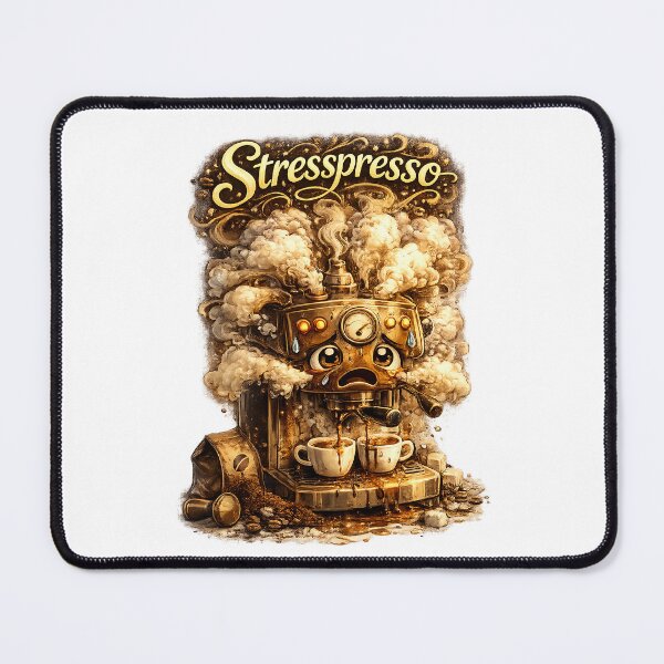 Item preview, Stresspresso — Funny Coffee Pun Art | Aggressive Espresso Machine Illustration | Coffee Humor Print designed and sold by StrayaDesign.