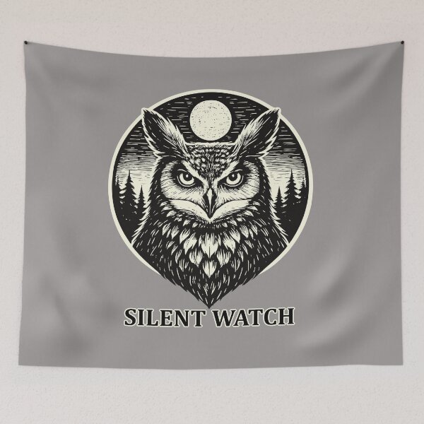 Item preview, Silent Watch - Owl in woodcut style designed and sold by ZeitgeistSeason.