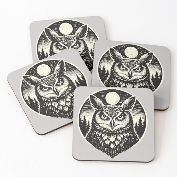 Item preview, Silent Watch - Owl in woodcut style designed and sold by ZeitgeistSeason.