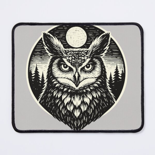 Item preview, Silent Watch - Owl in woodcut style designed and sold by ZeitgeistSeason.