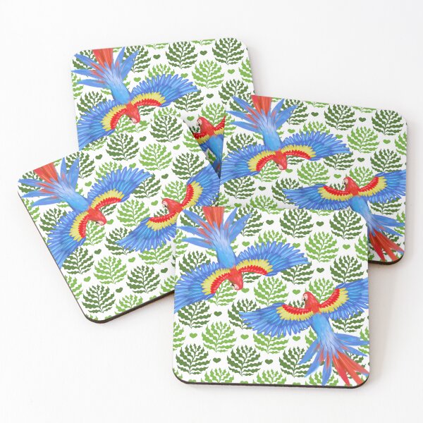 Item preview, Flying Parrot Illustration Pattern – Tropical Folk Art Bird Design designed and sold by Sketchbook Studio by Aqsaa.