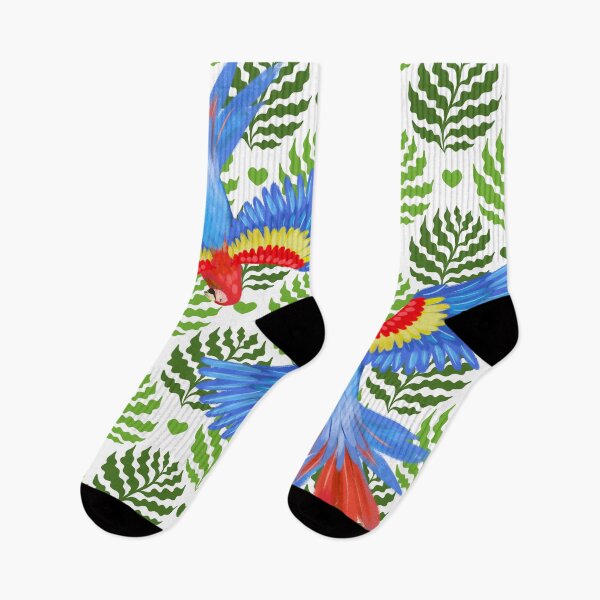 Item preview, Flying Parrot Illustration Pattern – Tropical Folk Art Bird Design designed and sold by Sketchbook Studio by Aqsaa.