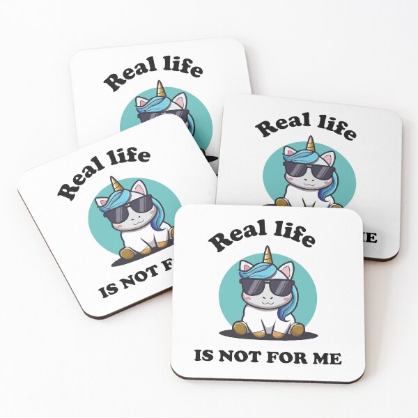 Item preview, Real Life Is Not For Me - Flying Unicorn Illustration designed and sold by love creative.