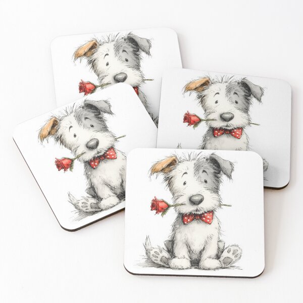 Item preview, Cute Puppy with Rose and Bow Tie – Sweet Dog Illustration designed and sold by Erika Kaisersot.