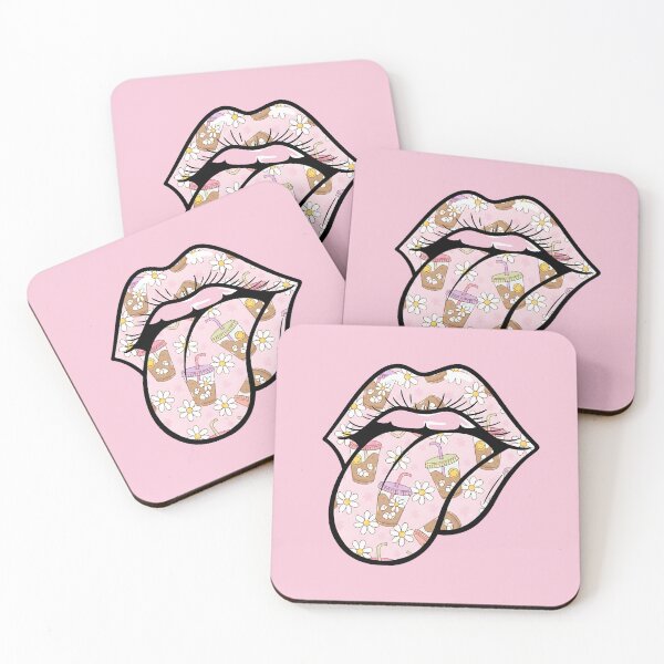 Item preview, Pink Iced Coffee Lips with Daisies Cute Aesthetic Art designed and sold by GiftsCreek.