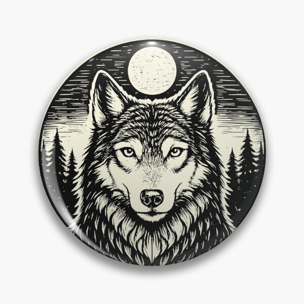 Item preview, Night Howler - Wolf in Woodcut Style designed and sold by ZeitgeistSeason.
