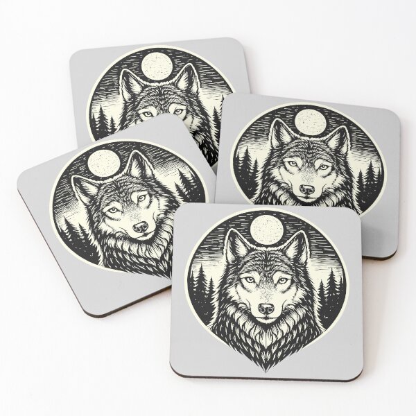 Item preview, Night Howler - Wolf in Woodcut Style designed and sold by ZeitgeistSeason.