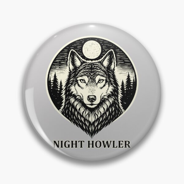 Item preview, Night Howler - Wolf in Woodcut Style designed and sold by ZeitgeistSeason.