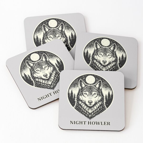 Item preview, Night Howler - Wolf in Woodcut Style designed and sold by ZeitgeistSeason.