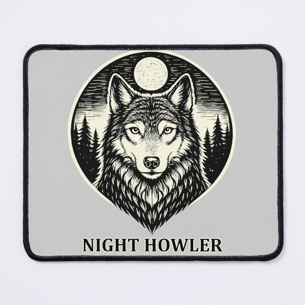 Item preview, Night Howler - Wolf in Woodcut Style designed and sold by ZeitgeistSeason.