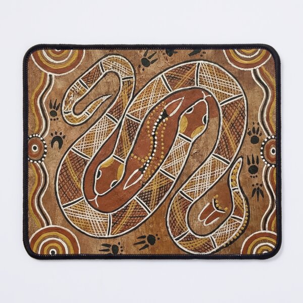 Item preview, Ochre Coils: Two Inland Taipans in Traditional Australian Aboriginal Art Style designed and sold by FreiherrPK.