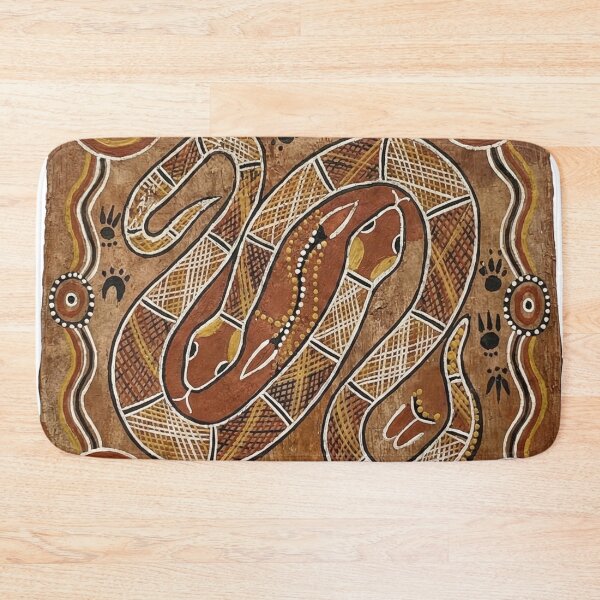 Item preview, Ochre Coils: Two Inland Taipans in Traditional Australian Aboriginal Art Style designed and sold by FreiherrPK.