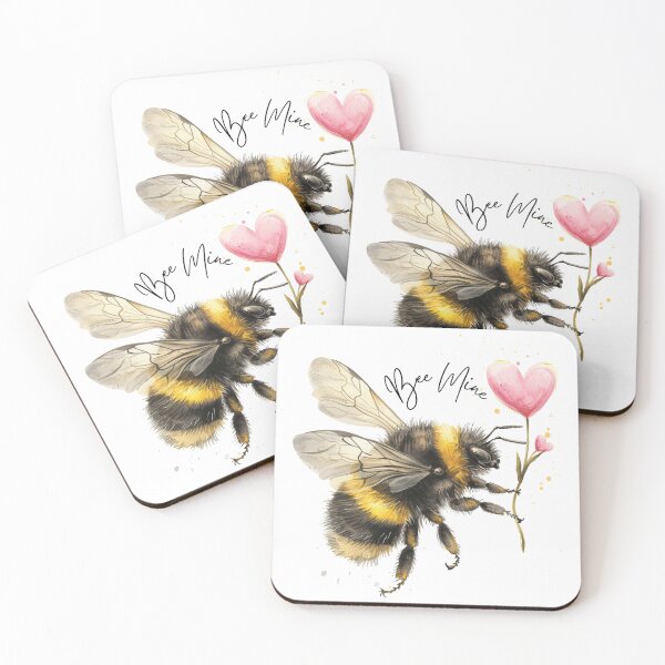Item preview, Bee Mine - Cute Vintage Watercolor Bumblebee Valentine Pun designed and sold by RaisingRosesArt.