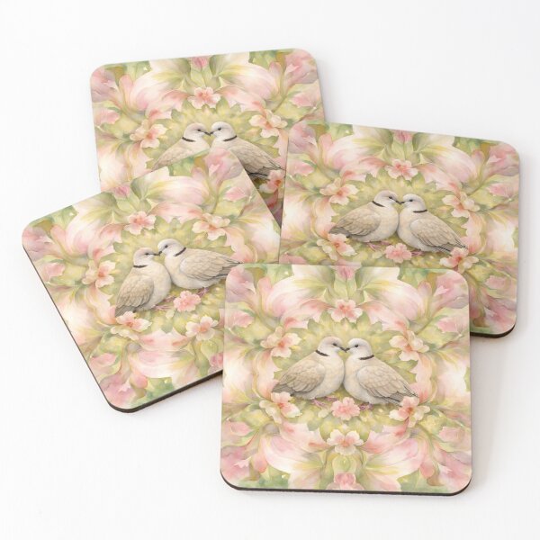 Item preview, Collared Dove Romance – Soft Watercolor Love Birds designed and sold by Colorshow-relax.