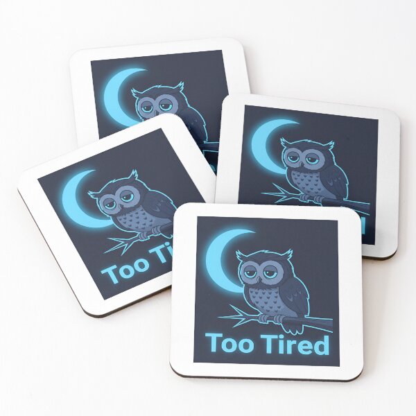 Item preview, Too Tired Owl Sticker – Exhausted Sleepy Owl Meme Shirt for Coffee Lovers & Night Owls designed and sold by ZyxDes.