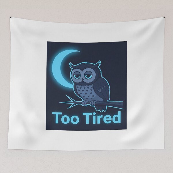 Item preview, Too Tired Owl Sticker – Exhausted Sleepy Owl Meme Shirt for Coffee Lovers & Night Owls designed and sold by ZyxDes.
