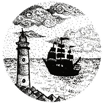 Artwork thumbnail, Lighthouse and Ship by ArtByFreya