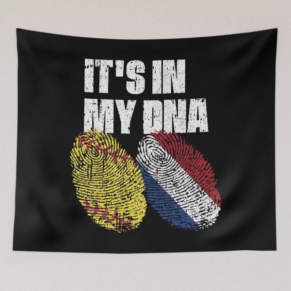 Item preview, IT'S IN MY DNA Softball - Netherlands Flag Fingerprint  designed and sold by CosmoKitsch.