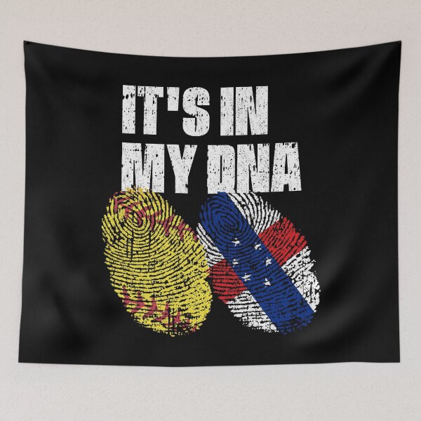 Item preview, IT'S IN MY DNA Softball - Netherlands Antilles Flag Fingerprint  designed and sold by CosmoKitsch.