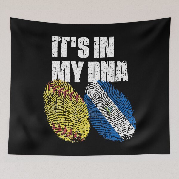 Item preview, IT'S IN MY DNA Softball - Nicaragua Flag Fingerprint  designed and sold by CosmoKitsch.