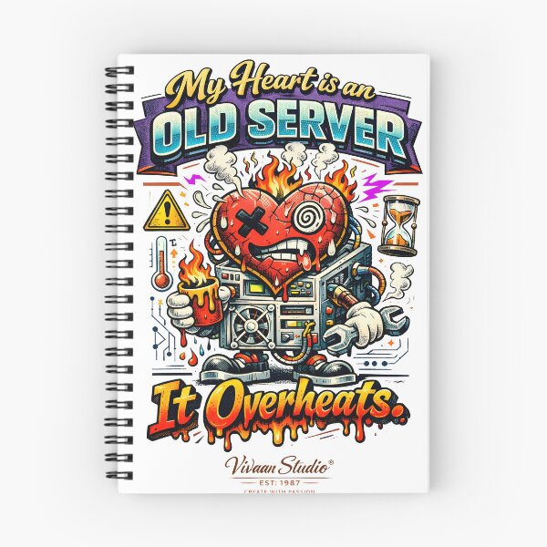 Item preview, My Heart is an Old Server It Overheats Funny Tech Humor Typography Design | Vintage Retro Computer Hardware Illustration for Software Engineers, Coders and IT Professionals by - Vivaan Studio Original designed and sold by Vivaan Studio.