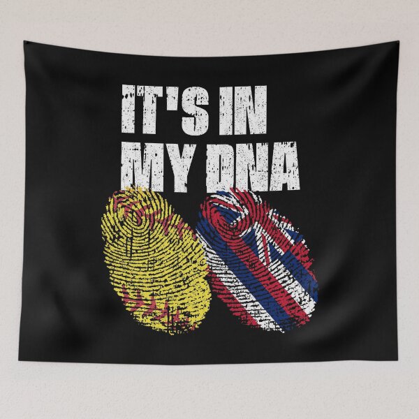 Item preview, IT'S IN MY DNA Softball - Hawaii Flag Fingerprint  designed and sold by CosmoKitsch.