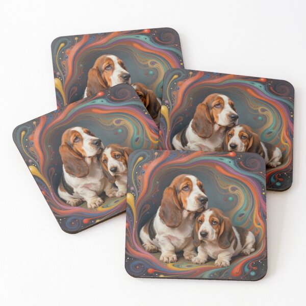 Item preview, Basset Hounds Duo in Swirling Colors designed and sold by Wags & Tails.