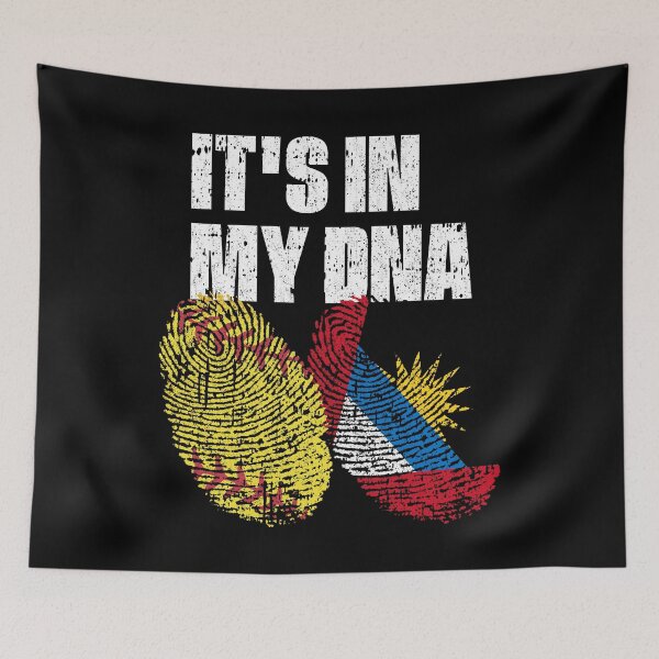 Item preview, IT'S IN MY DNA Softball - Antigua and Barbuda Flag Fingerprint  designed and sold by CosmoKitsch.