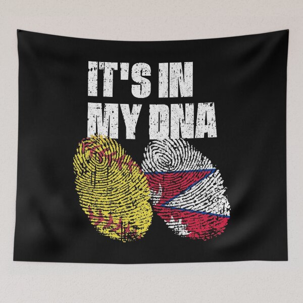 Item preview, IT'S IN MY DNA Softball - Nepal Flag Fingerprint  designed and sold by CosmoKitsch.