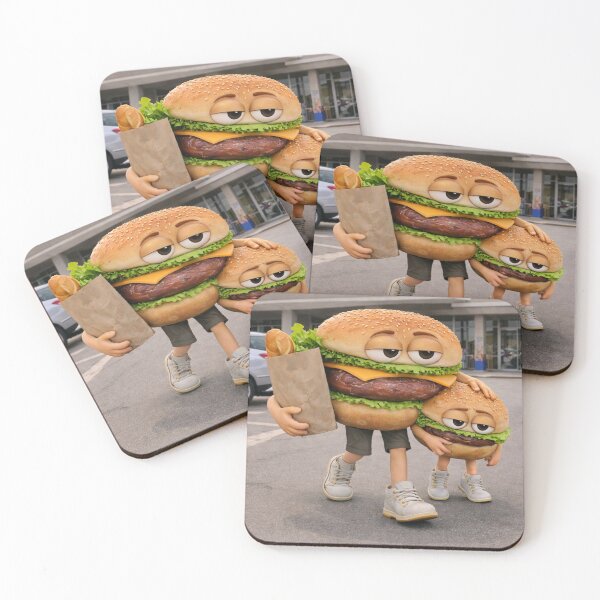Item preview, Tired Burger Parent With Kid – Funny Relatable 3D Food Character designed and sold by ComedyInkFactor.
