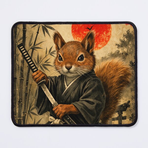 Item preview, Samurai Squirrel Japanese Vintage Red Sunset Graphic Animal designed and sold by will freed18.