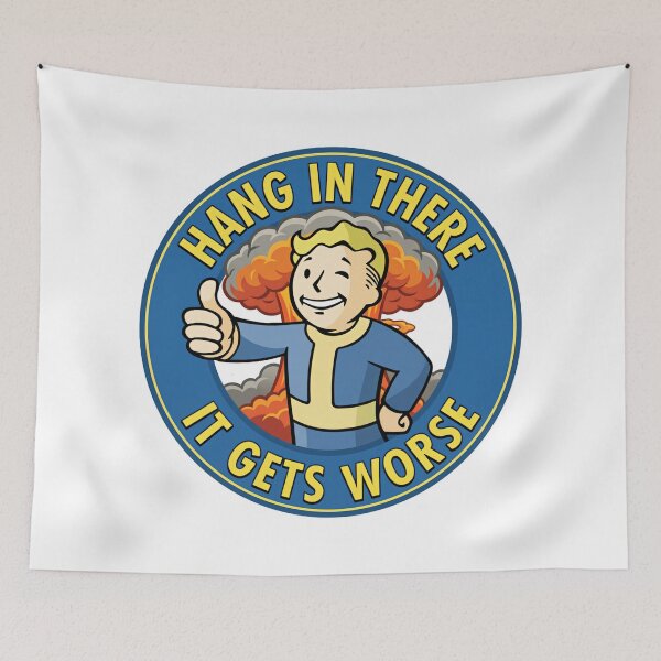 Item preview, Hang in there it gets worse thumbs up retro survivor humor designed and sold by SkeletonsDanger.