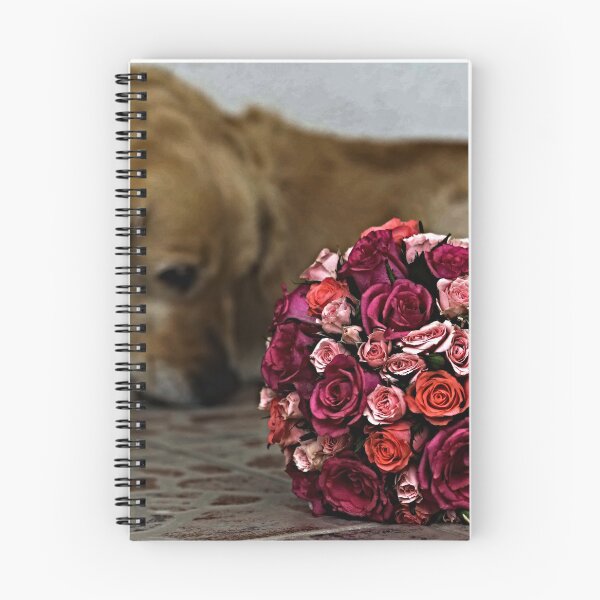 Item preview, Un ramo de flores y un perro perdiguero al fondo. designed and sold by NoxLand.