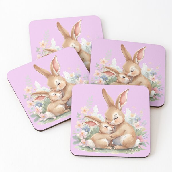 Item preview, Brown Mom Bunny's Tender Embrace - Heartwarming  Art designed and sold by Nature's Palette.