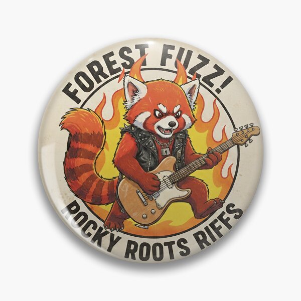 Item preview, Rock and Roll Red Panda Playing Electric Guitar with Flames Retro Sticker Art designed and sold by ART-POD-PL.
