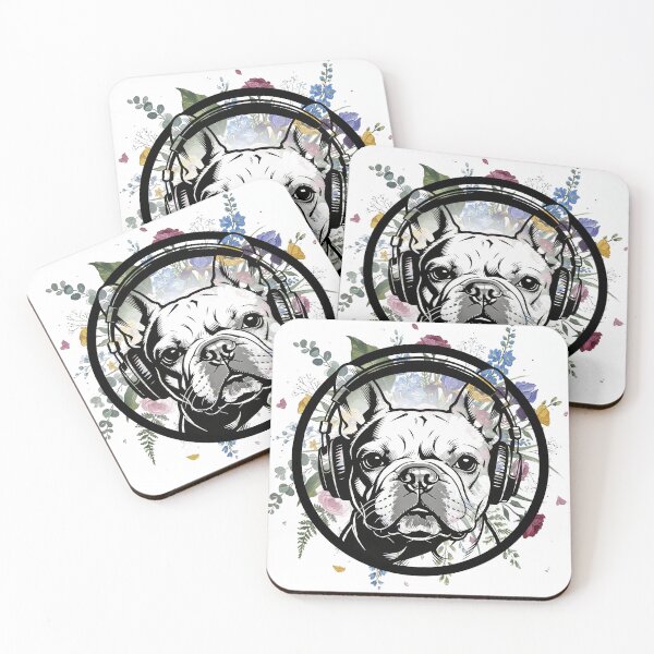 Item preview, Flower Power French Bulldog DJ designed and sold by Ink & Iron Studio.
