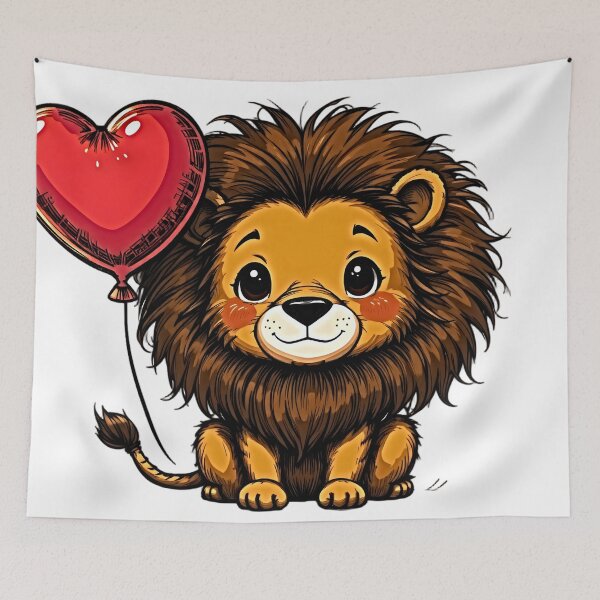 Item preview, Adorable Illustration of Lion With Balloon designed and sold by NoxLand.