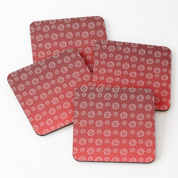 Item preview, White Hand Drawn Minimalist Flowers on Vibrant Red Pattern designed and sold by HuzzyPrints.